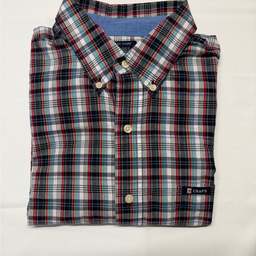 Chaps‎ Multicolor Plaid Button-Down Shirt — Red, Green & Navy